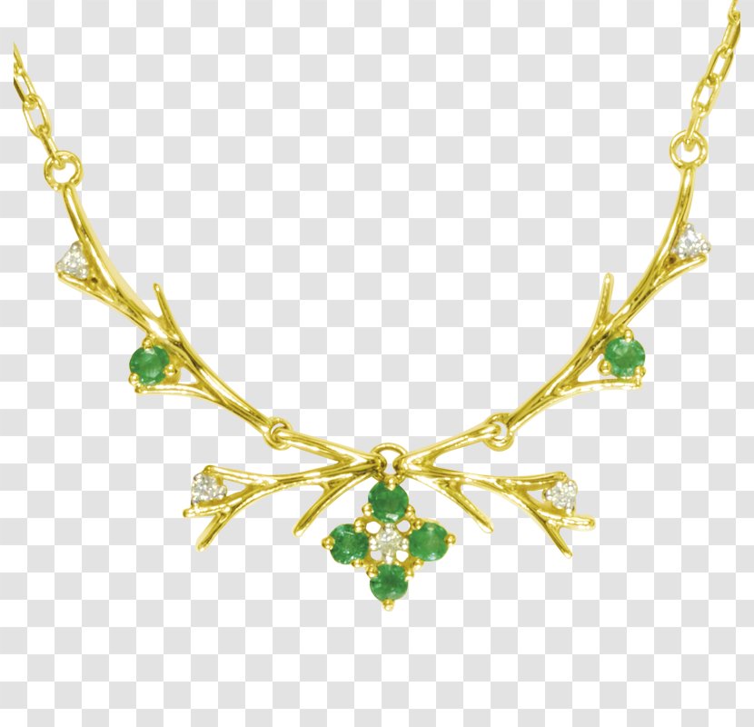 Emerald Necklace Body Jewellery - Chain - Gold Twig Transparent PNG