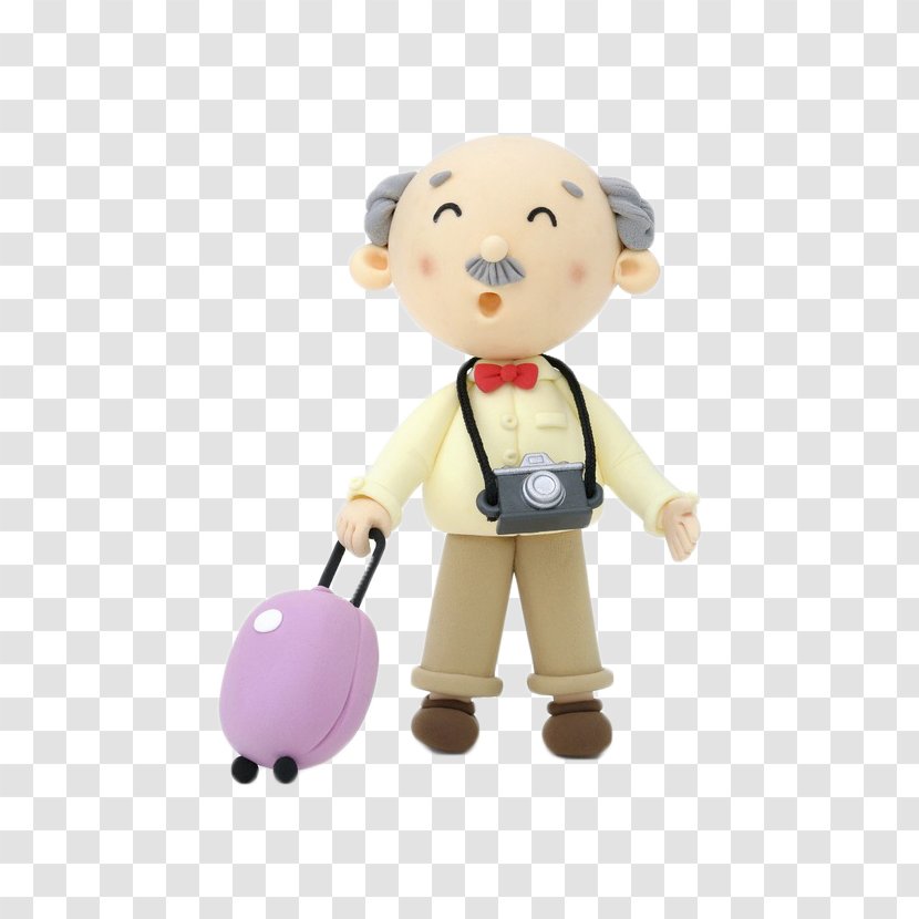 Jinan University Old Age Child - Toy - Three-dimensional Cartoon Man Dragging A Suitcase Transparent PNG