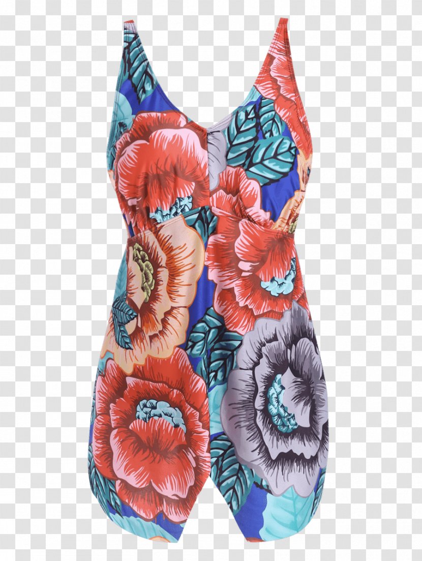 Swimsuit Neck Turquoise - Flower - Plus-size Clothing Transparent PNG
