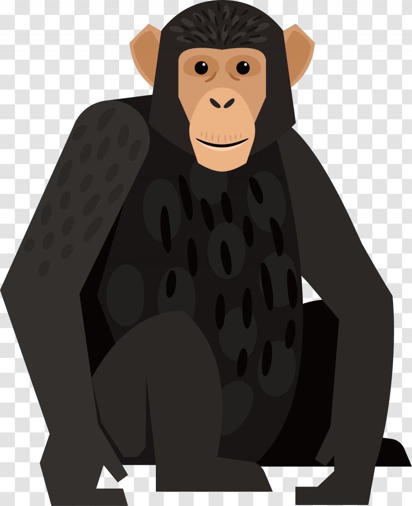Gorilla Chimpanzee Monkey Orangutan - Great Ape - Black Cute Transparent PNG