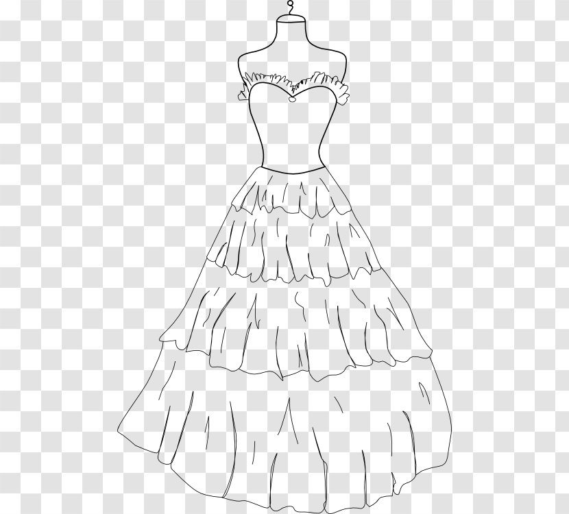 Coloring Book Dress Gown Drawing Clothing - Monochrome Photography Transparent PNG