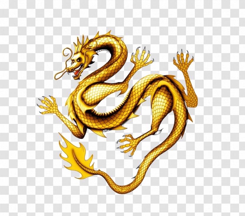 Zhonglongxiang Chinese Dragon Gold Budaya Tionghoa - Serpent - Golden Pattern Transparent PNG