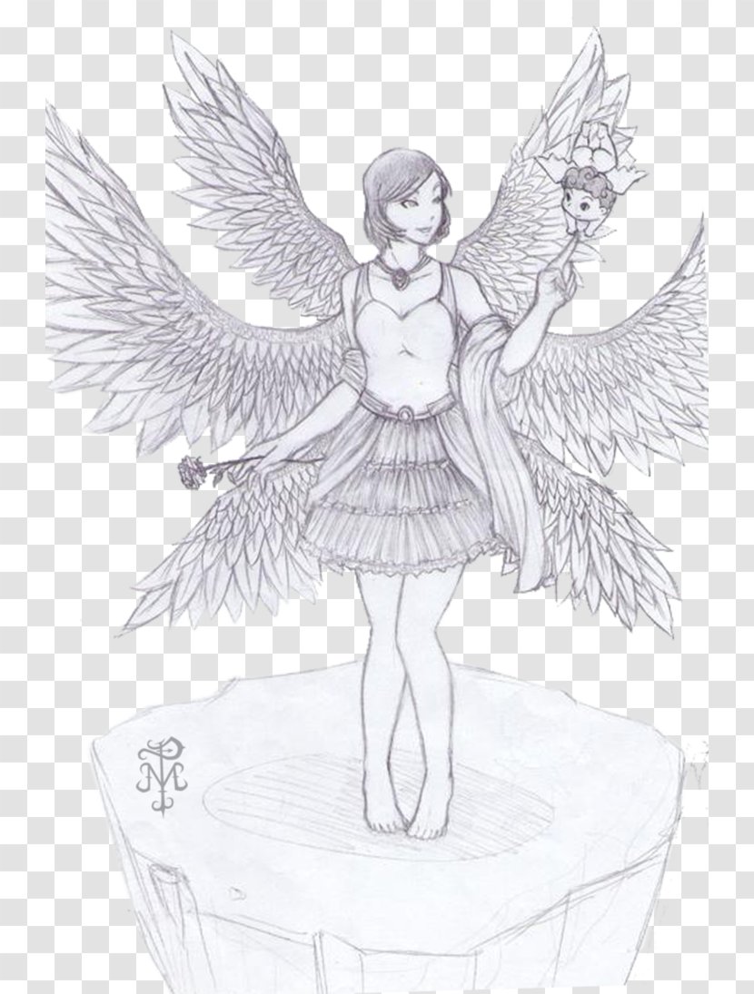 Angel Drawing Seraph Line Art Sketch - Devil - Winged Transparent PNG