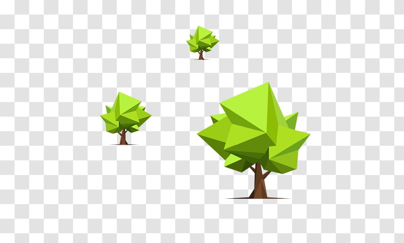 Polygon Tree Low Poly Illustration - Leaf - Cartoon Green Transparent PNG