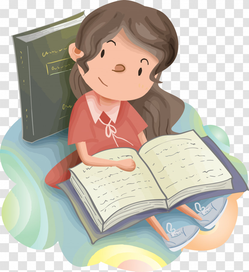Reading Cartoon Learning Child Homework Transparent PNG