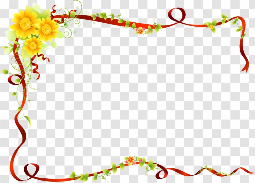 Ribbon Paper Material Clip Art - Floral Design - Border Picture Transparent PNG