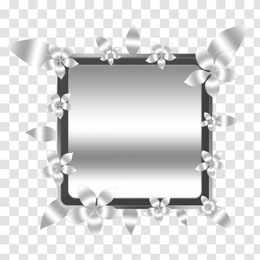 Flower - Rectangle - Silver Frame Transparent PNG