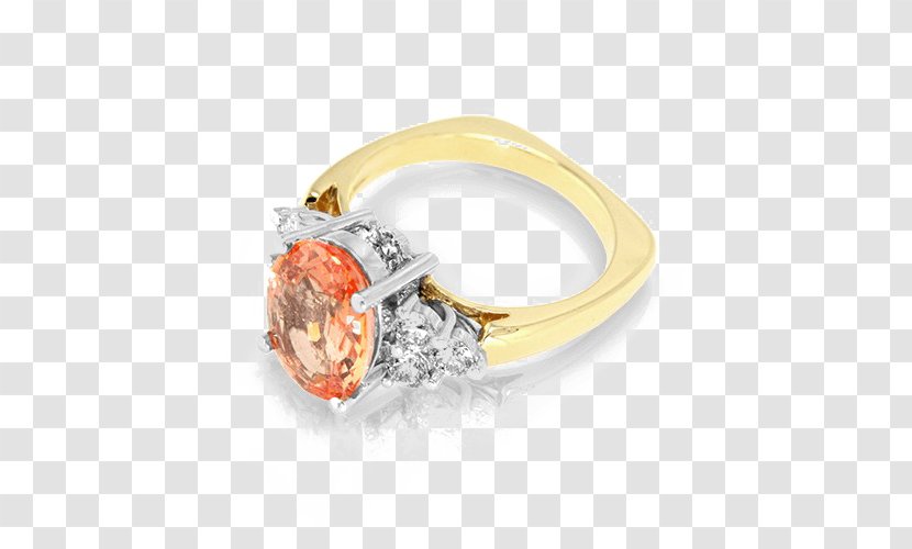 Ring Sapphire Padparadscha Jewellery Gemstone - Rhodium Transparent PNG