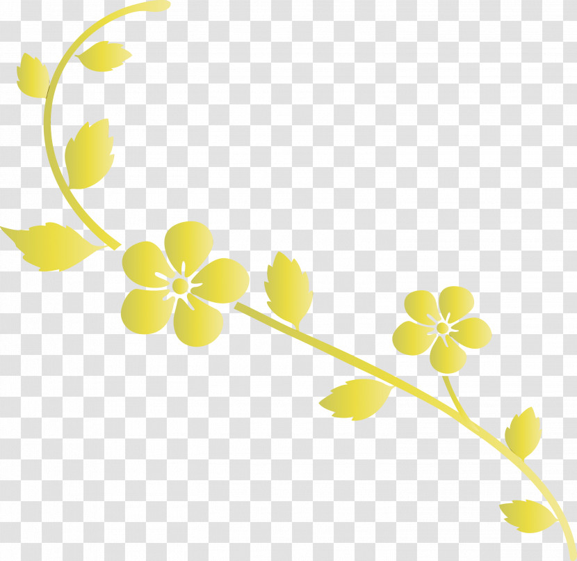 Yellow Leaf Plant Flower Branch Transparent PNG
