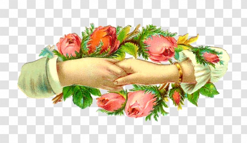 Rose Christmas Card Hand Clip Art - Holding Hands - Flower Wreath Transparent PNG