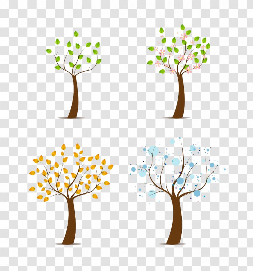 Pizza Quattro Stagioni Season Royalty-free Illustration - Tree - Spring And Summer Autumn Winter Cartoon High Clear Deduction Material Transparent PNG