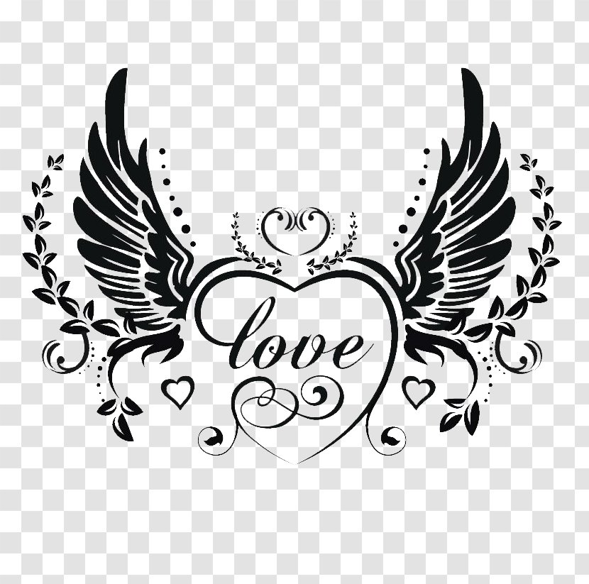 Heart Love Illustration - Monochrome - Wings Of Transparent PNG