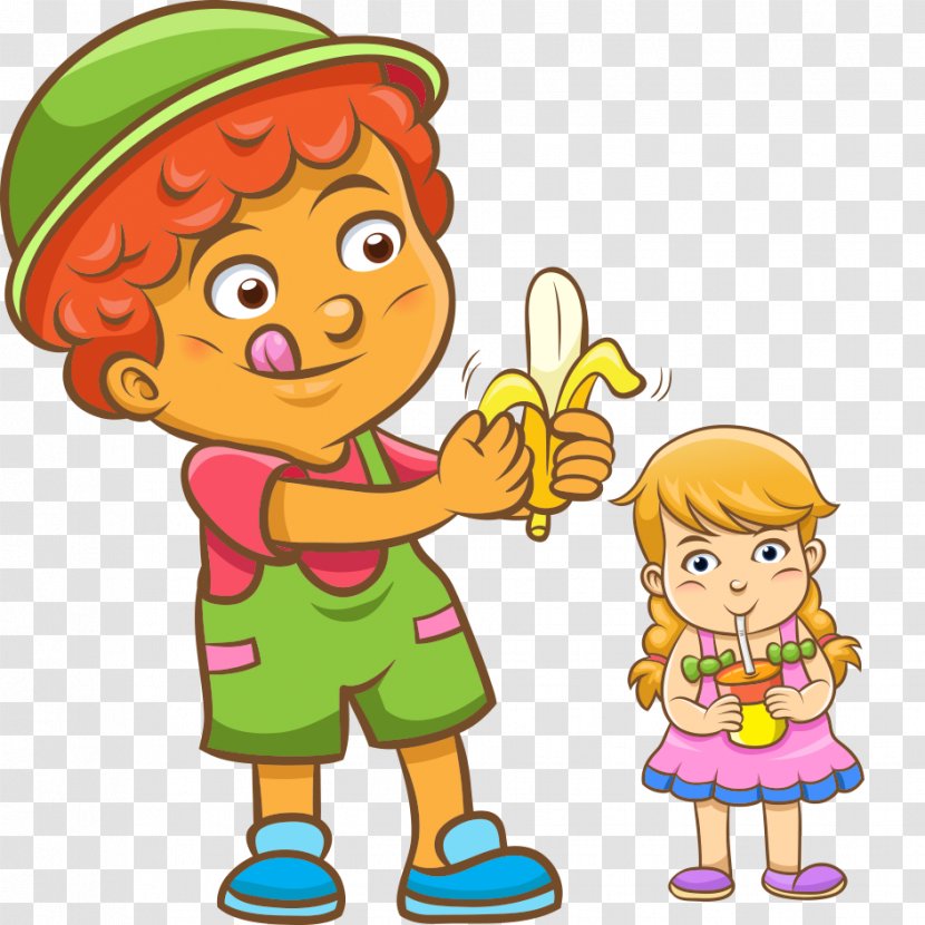 Juice Child Eating Cartoon Illustration - Royaltyfree - Children Transparent PNG