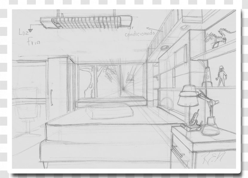 Drawing Room Perspective Sketch - Favela Transparent PNG
