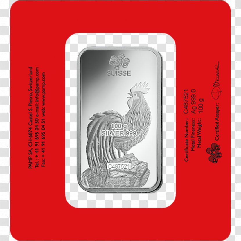 PAMP Gold Bar Bullion Precious Metal Silver - Lunar Calendar Transparent PNG