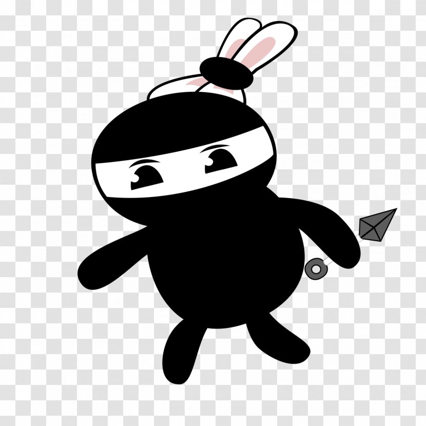 Rabbit Ninja Clip Art - Cartoon Hand Painted Rabbit,Ninja Black Transparent PNG