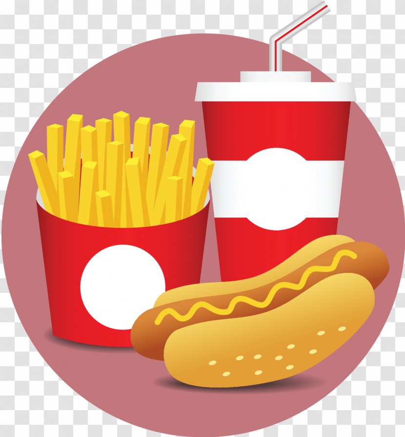 French Fries Hot Dog Hamburger Fast Food Fizzy Drinks - Deep Frying - Dish Transparent PNG