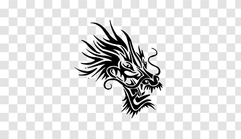 Chinese Dragon Silhouette White - Black Transparent PNG