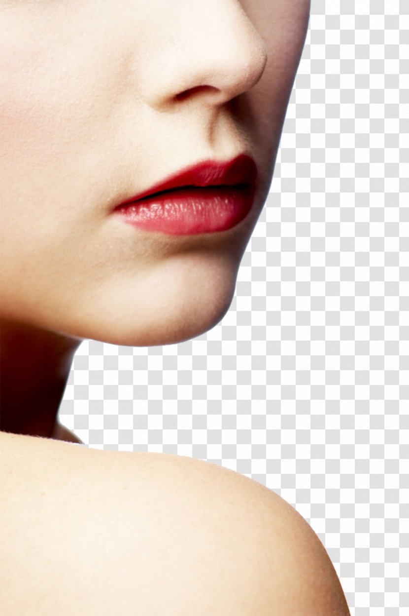 Lip Close-up Face Clip Art - Chin - Of Woman With Red Lips Transparent PNG