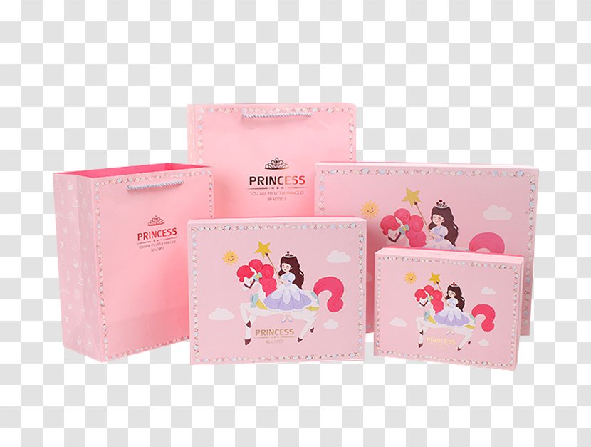 Paper Bag Box Packaging And Labeling Gift - Marketing - Pink Princess Pattern Transparent PNG