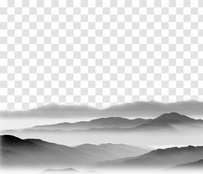 Black And White Grey Pattern - Mountains Transparent PNG