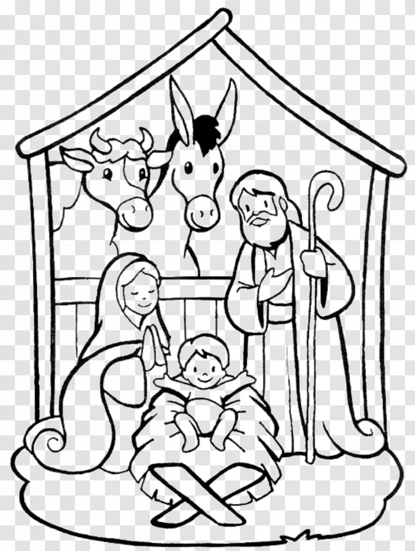 Nativity Scene Drawing Coloring Book Manger Christmas Day - Cartoon - Painting Transparent PNG