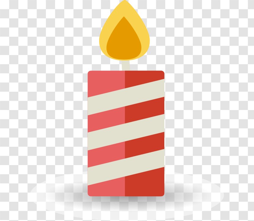 Red White Candle - Painted And Striped Element Transparent PNG