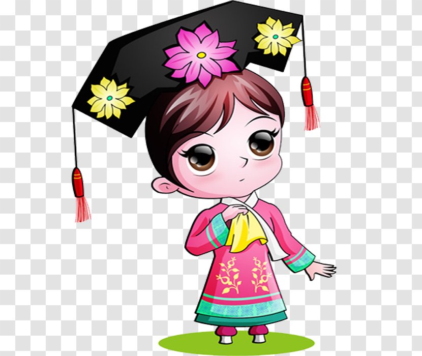 Qing Dynasty Gege Cartoon Moe - Heart - Pink Dress Transparent PNG