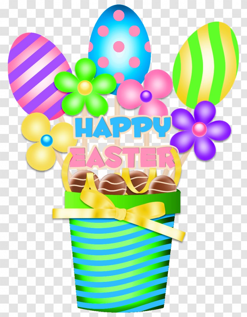 Easter Bunny Egg Basket Clip Art - Bucket Decoration Clipart Picture Transparent PNG