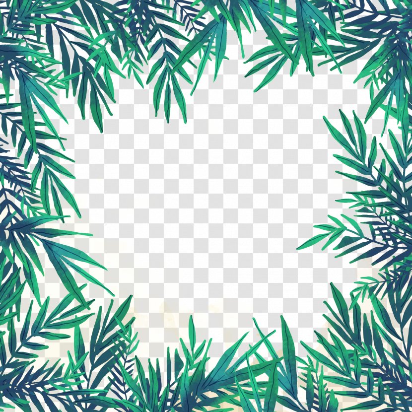 Thai Pongal Diwali Pattern - Evergreen - Vector Green Leaves Border Transparent PNG