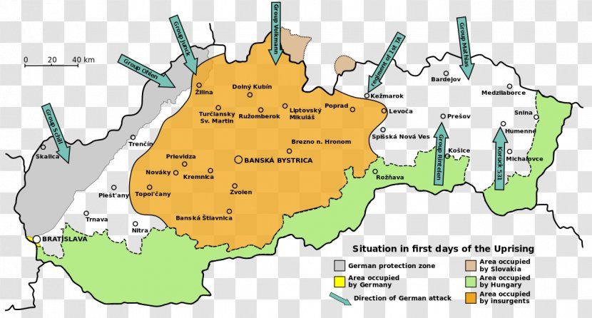 Slovak National Uprising Czechoslovakia Map Eastern Front - Land Lot Transparent PNG