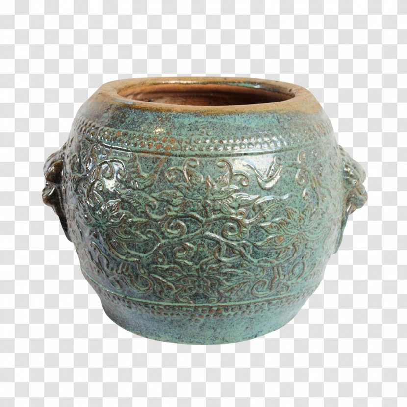 Ceramic Vase Pottery Metal Urn - Turquoise Transparent PNG