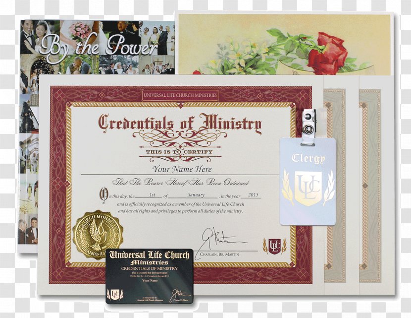 Universal Life Church Minister Ordination Marriage License Clergy - Law - Certificate Transparent PNG