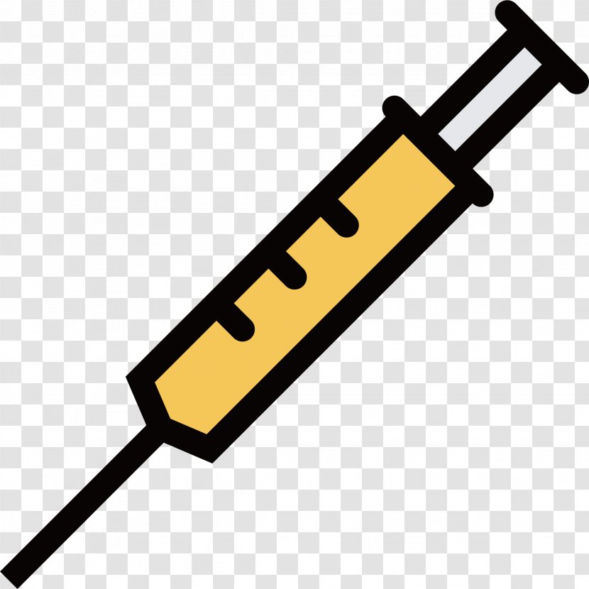 Syringe Medicine Pharmaceutical Drug Injection - Yellow Needle Transparent PNG