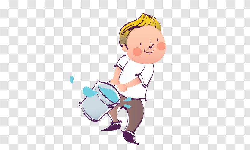 Cartoon Child Illustration - Carrying Water Transparent PNG