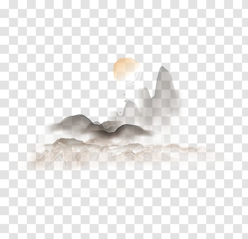 Watercolor Painting Sunset - West Mountain Transparent PNG