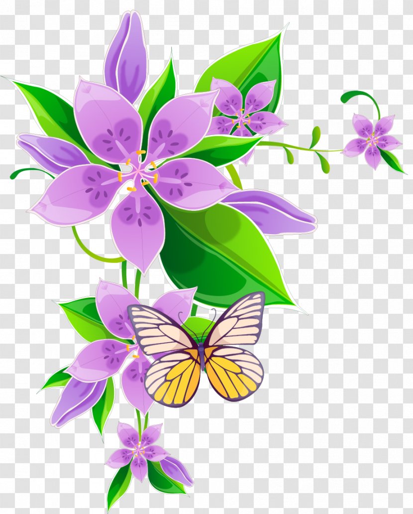 Flower Floral Design Clip Art - Flowering Plant - Purple Flowers Transparent PNG
