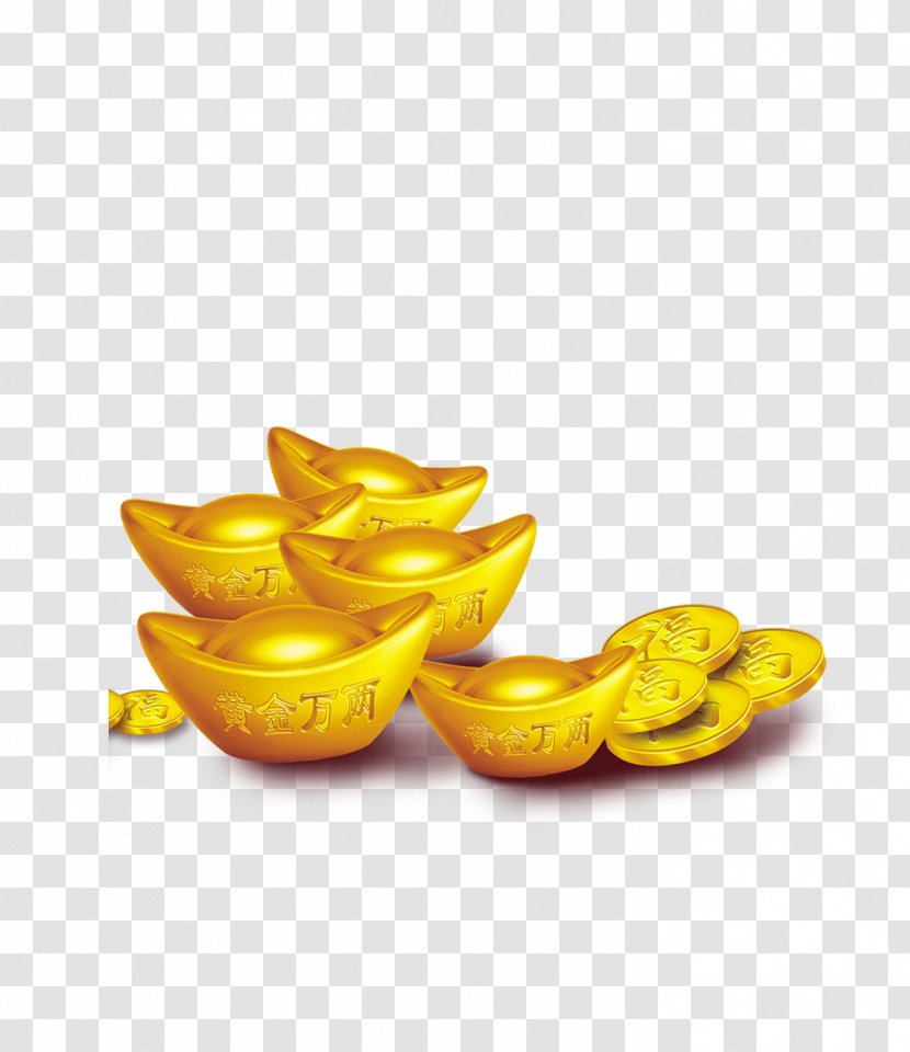 Sycee Chinese New Year Download Gold - Yellow - Ingot Transparent PNG