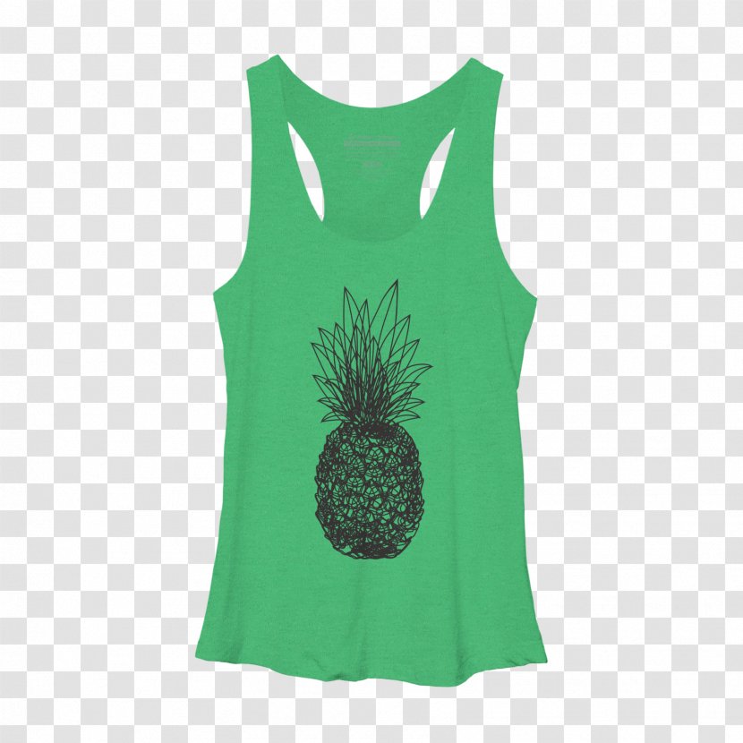 Clothing Outerwear Sleeveless Shirt Green Dress - Active Tank - Pineapple Transparent PNG