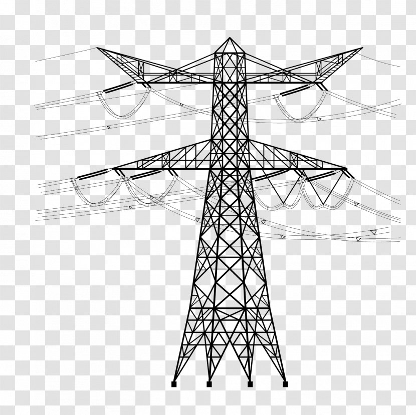 Electricity Utility Pole Overhead Power Line High Voltage Electrical Cable - Vector Tower Transparent PNG