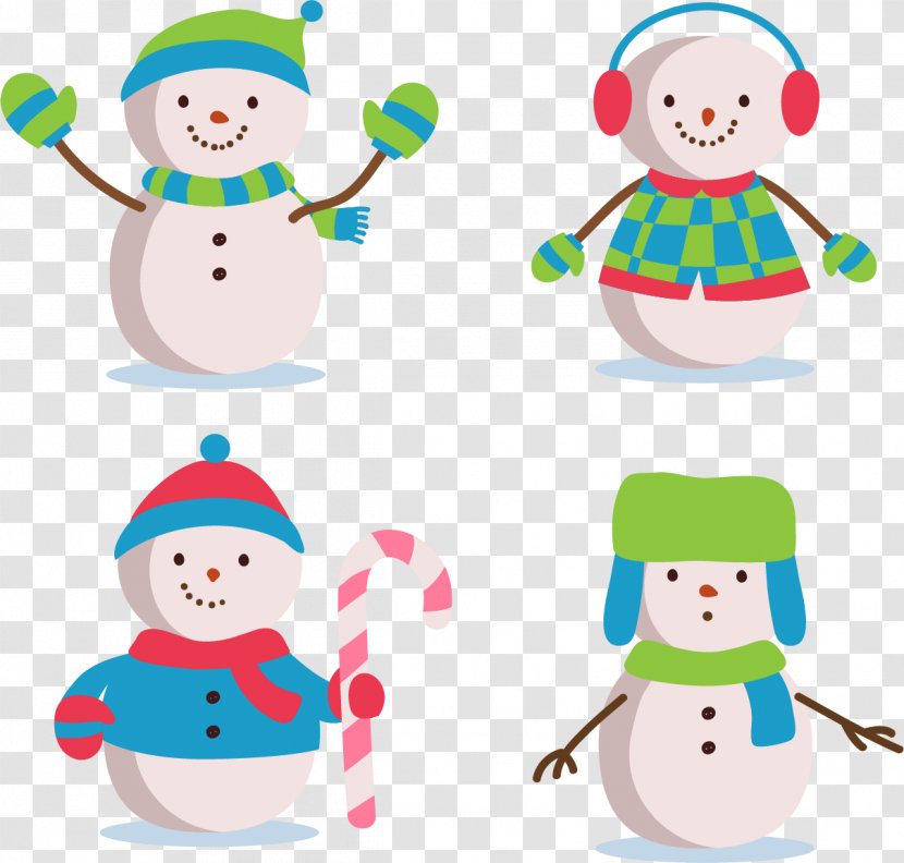 Snowman Clip Art - Christmas - Four Creative Cute Winter Transparent PNG
