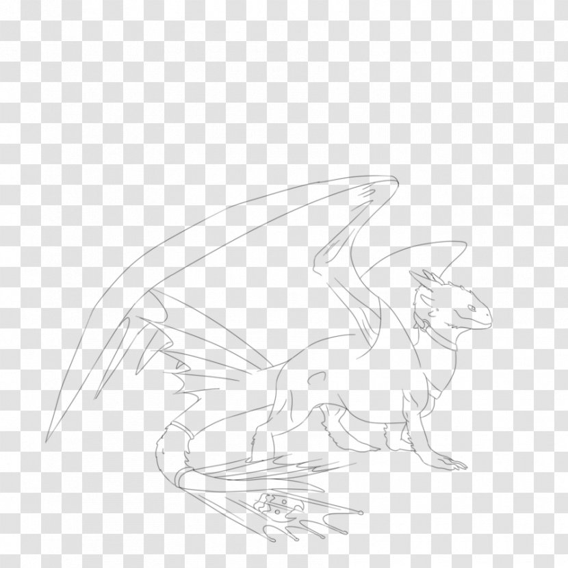 Drawing Monochrome Line Art Sketch - Fictional Character - Toothless Transparent PNG