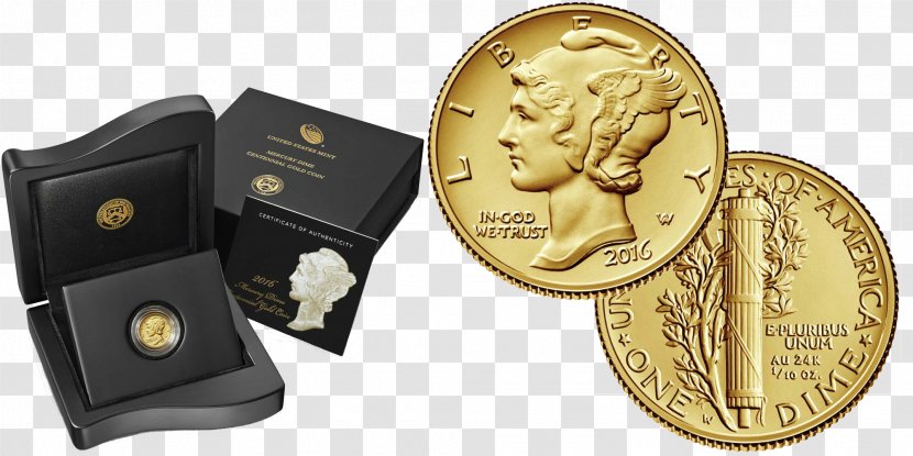 Mercury Dime Gold Coin United States Mint Transparent PNG