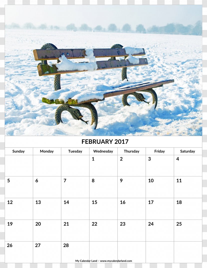 Snow Winter Calendar Bench Season Transparent PNG