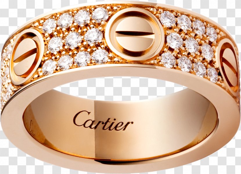 Love Bracelet Ring Cartier Diamond Gold - Body Jewelry Transparent PNG