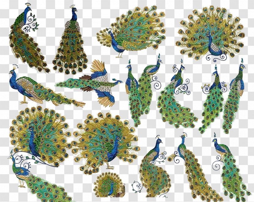 Embroidery Peafowl Cross-stitch Feather Handicraft - Peacock Design Transparent PNG