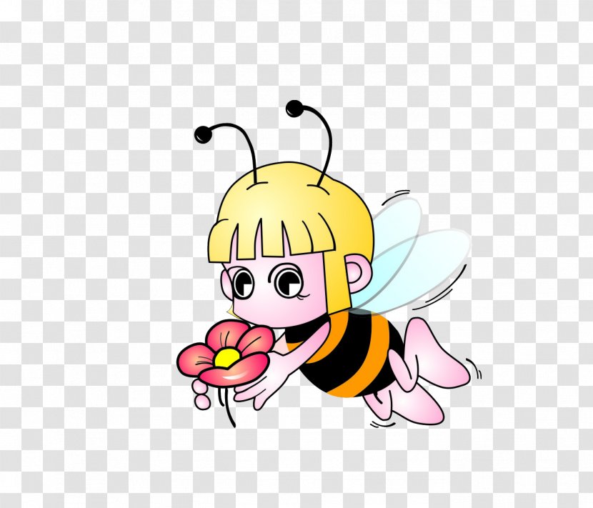 Apidae Apis Florea Nectar Honeycomb - Invertebrate - Bee Holding Flowers Transparent PNG