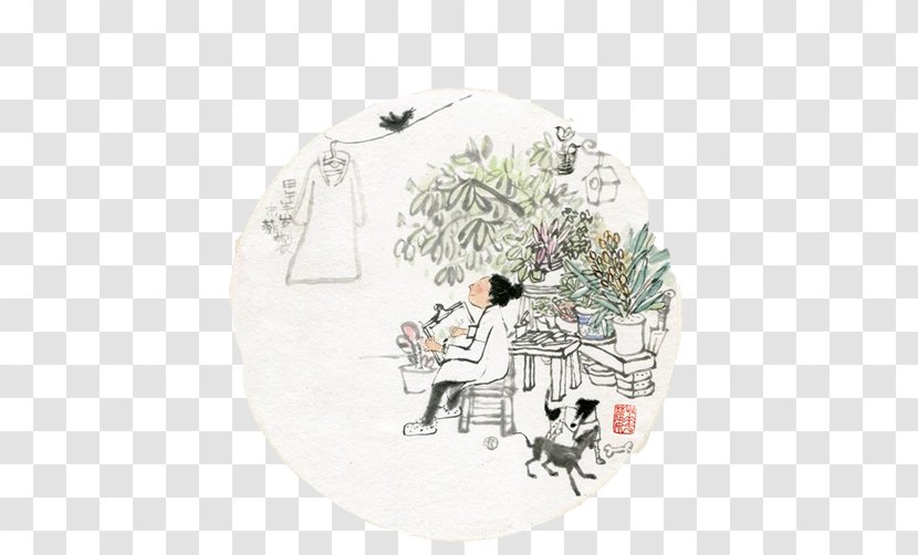 Ink Wash Painting Chinese - Folding Fan Pattern Material Picture Transparent PNG