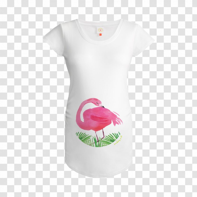 T-shirt Neck Sleeve Bird Pink M Transparent PNG