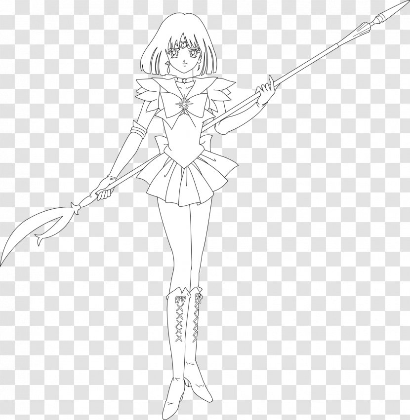 Sailor Saturn Sketch Line Art Moon Coloring Book - Heart Transparent PNG